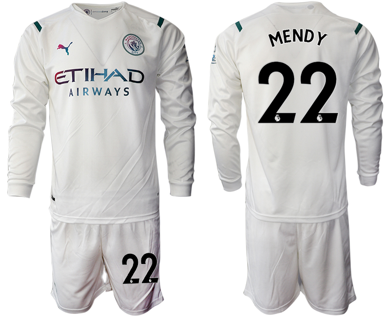 Men 2021-2022 Club Manchester city away white Long Sleeve #22 Soccer Jersey
